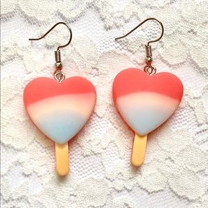 Red and Babyblue Heart Popsicle earrings